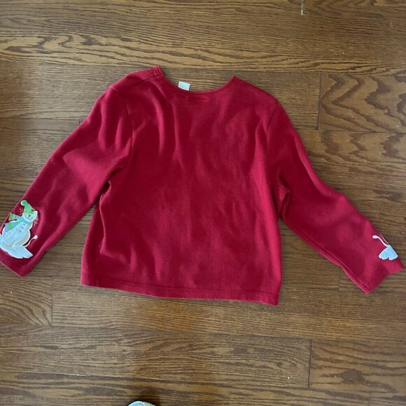 Vintage 80s Christmas CAT Full Zip Embroidered Sweater Size Petite Large Snowman - Picture 10 of 12